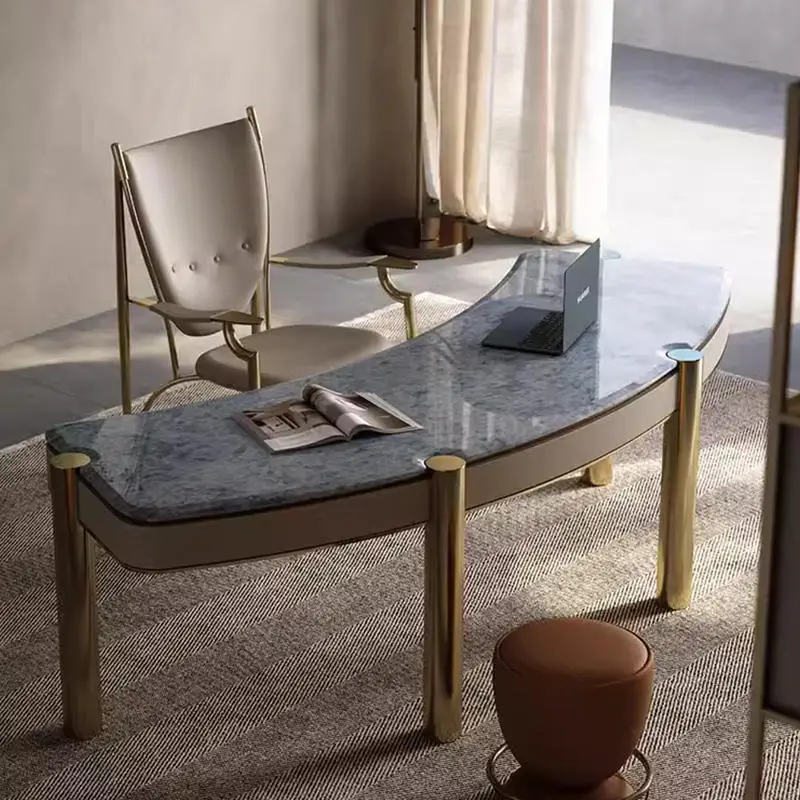 Light Luxury Natural Luxury Stone Desk Villa Whole House Custom Study Furniture Modern Marble Computer — view 1