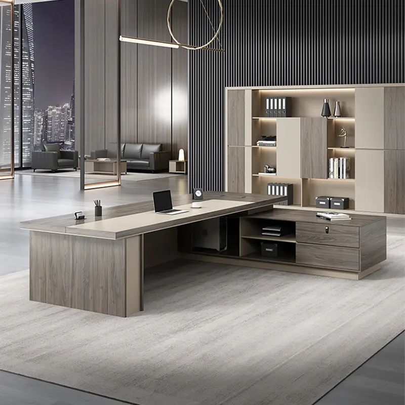 High End Luxury L Shape Ceo Boss Table MDF Wooden Executive Large Office Table Office Furniture Desk Table Office Desk Modern — image 4