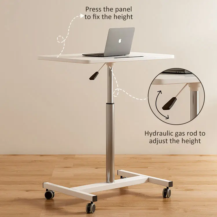 Hydraulic Lazy Computer Table Simple Mobile Office Writing Study Wooden Lifting Table Rotatable Desktop Small Size for Home Use — image 5