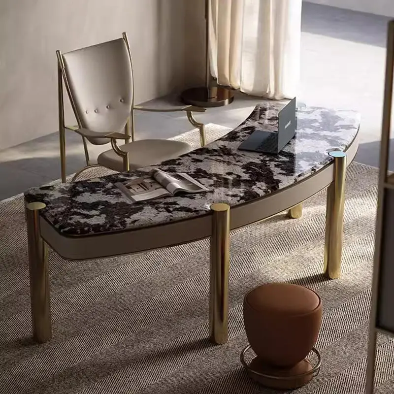 Light Luxury Natural Luxury Stone Desk Villa Whole House Custom Study Furniture Modern Marble Computer — image 4