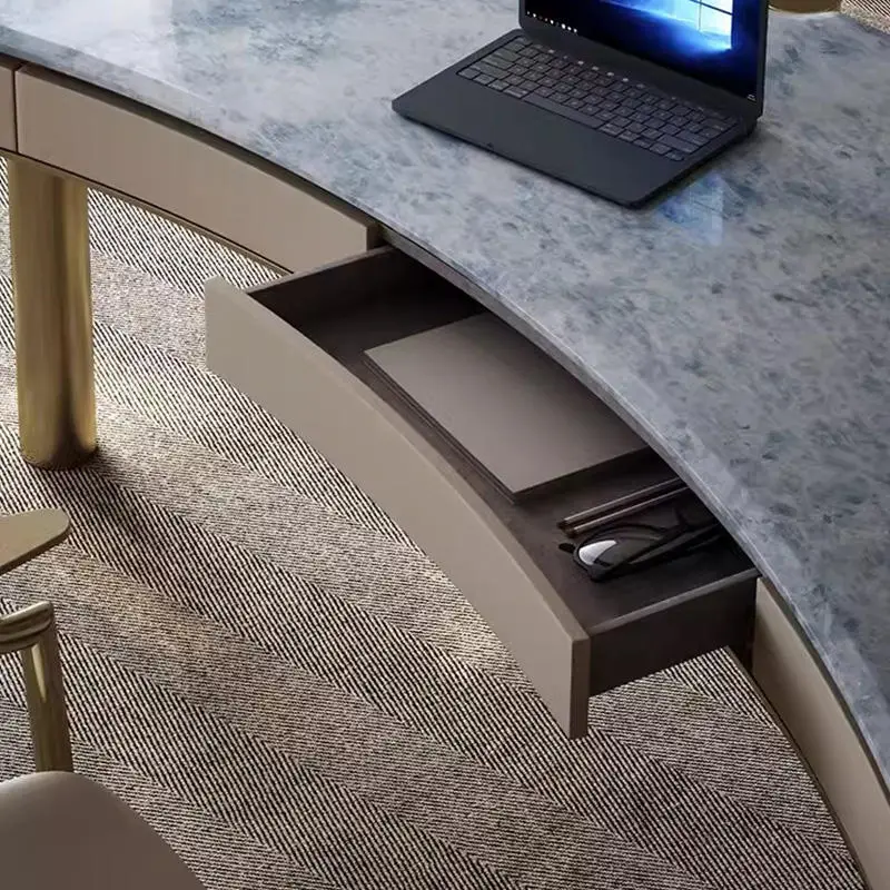 Light Luxury Natural Luxury Stone Desk Villa Whole House Custom Study Furniture Modern Marble Computer — image 5