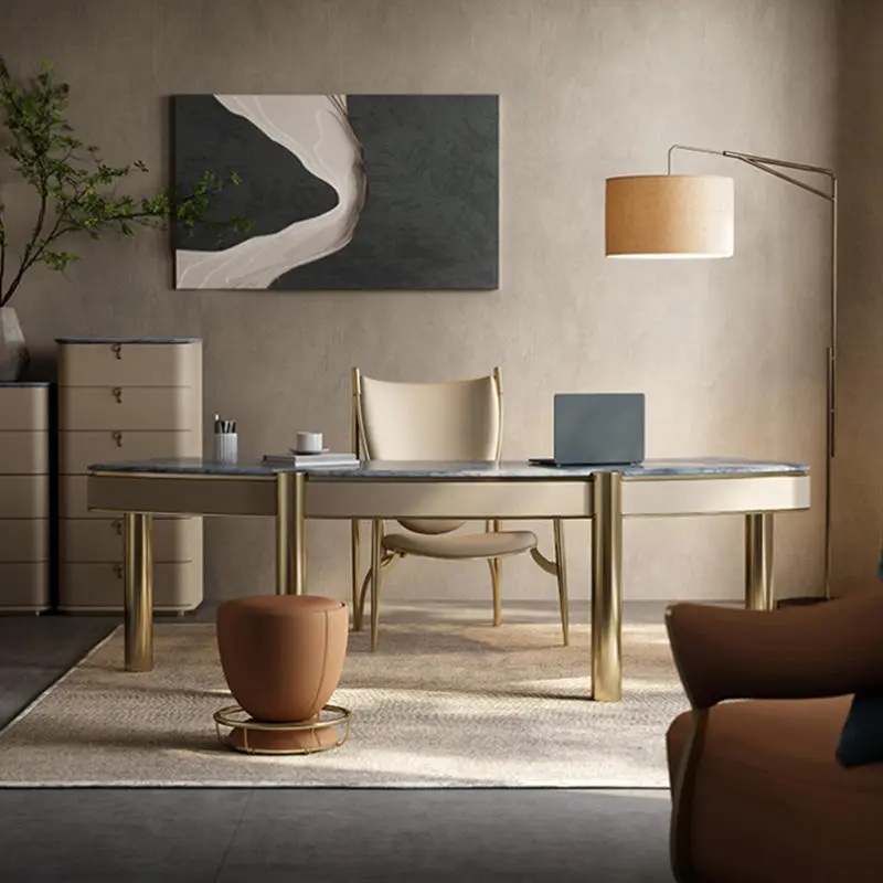 Light Luxury Natural Luxury Stone Desk Villa Whole House Custom Study Furniture Modern Marble Computer — image 6