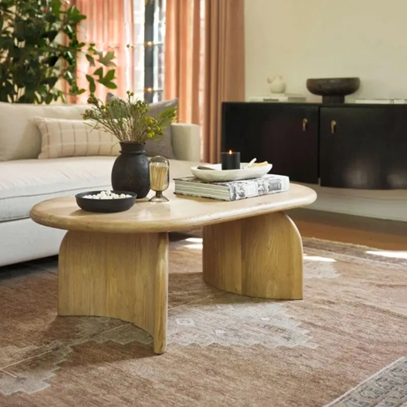 Nordic Creative Coffee Table Oak Solid Wood Combination Round Coffee Table Living Room Simple Small Apartment Tea Table — image 2