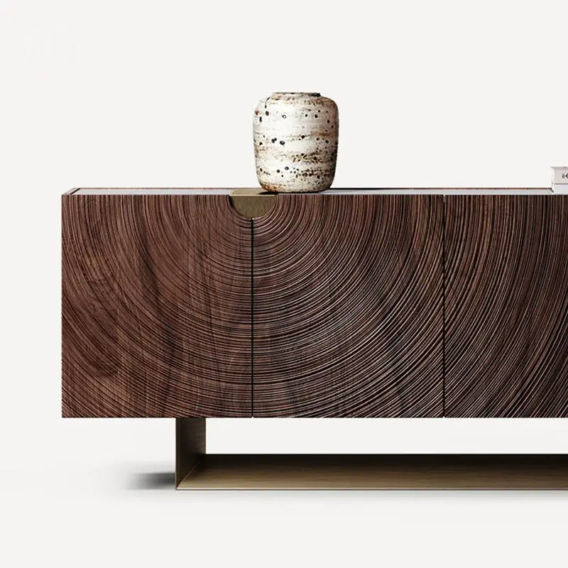 Artistic Carved Middle Ancient Style Solid Wood Sideboard Integrated with Wall for Dining Kitchen & Hotel Use Storage — image 6