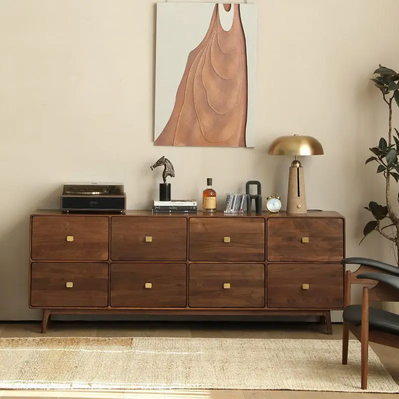 Modern Simple North American Black Walnut Solid Wood Light Luxury Multifunctional Six-Drawer Living Room Bedroom Home Furniture — image 5