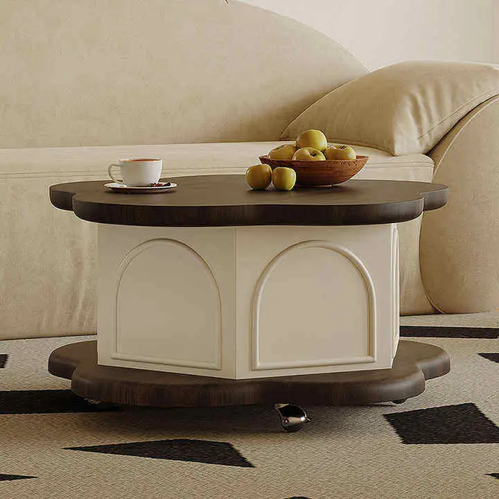 Modern Retro New Small Multifunctional Lift Coffee Table Removable Sideboard for Living Room Household Storage Wood Mate — view 1