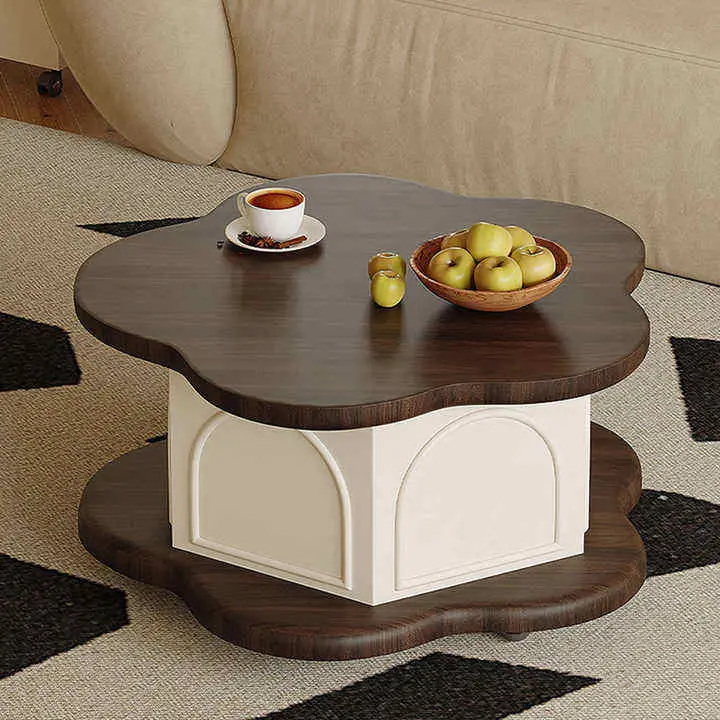 Modern Retro New Small Multifunctional Lift Coffee Table Removable Sideboard for Living Room Household Storage Wood Material — image 2