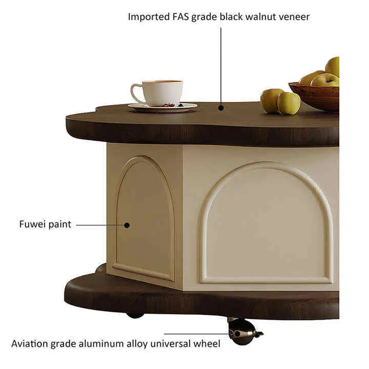 Modern Retro New Small Multifunctional Lift Coffee Table Removable Sideboard for Living Room Household Storage Wood Material — image 6