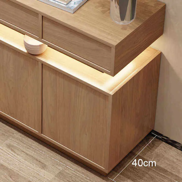 Nordic Modern Simple Wood Sideboard for Living Room and Dining for Tea and Wine Storage in Kitchen or Entrance Hall — image 2