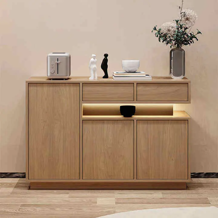 Nordic Modern Simple Wood Sideboard for Living Room and Dining for Tea and Wine Storage in Kitchen or Entrance Hall — image 4