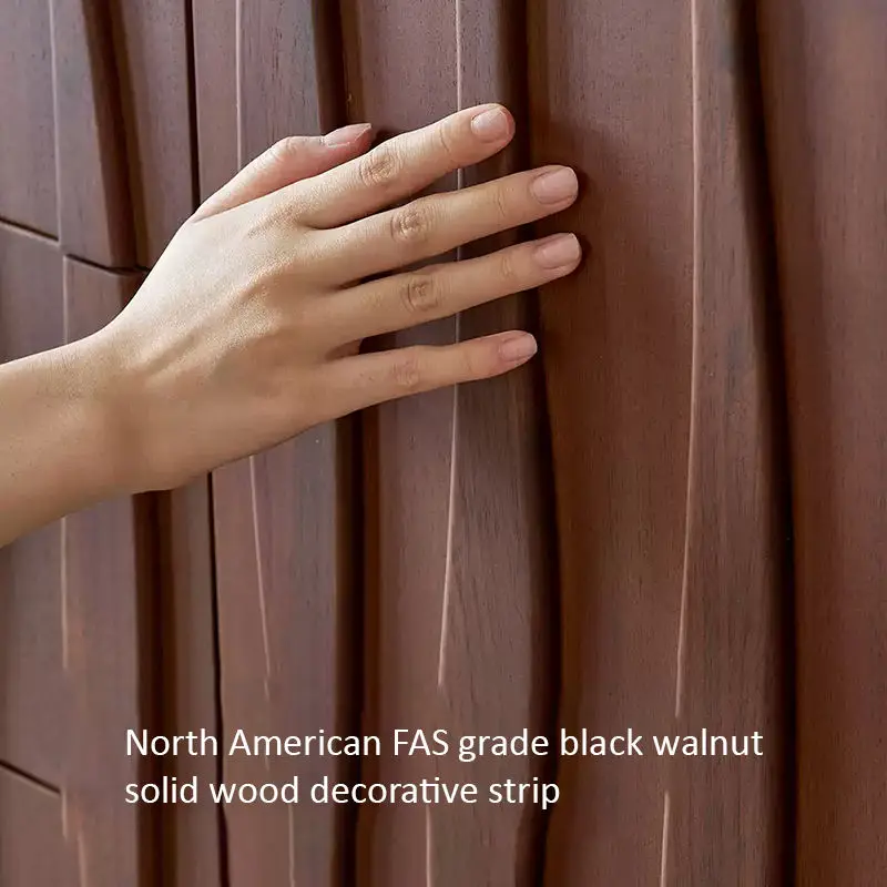Wabi-sabi Style Solid Wood Sideboard in Black Walnut Luxury Italian Entrance Storage Cabinet for Living Room Home Furniture — image 4