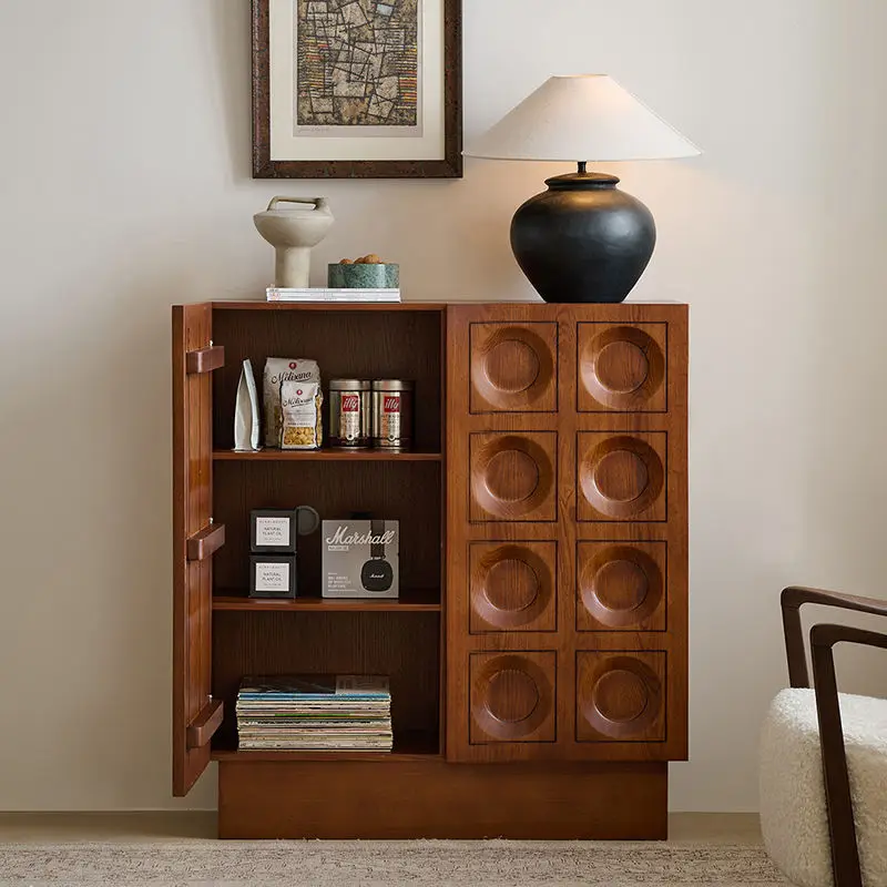 Moden Retro Solid Wood High Cabinet for Home Use Living Room Furniture Storage Locker Wall Mount Dining Side Cabinet Tea Cabinet — image 5