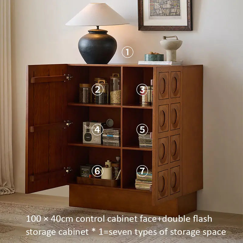 Moden Retro Solid Wood High Cabinet for Home Use Living Room Furniture Storage Locker Wall Mount Dining Side Cabinet Tea Cabinet — image 6