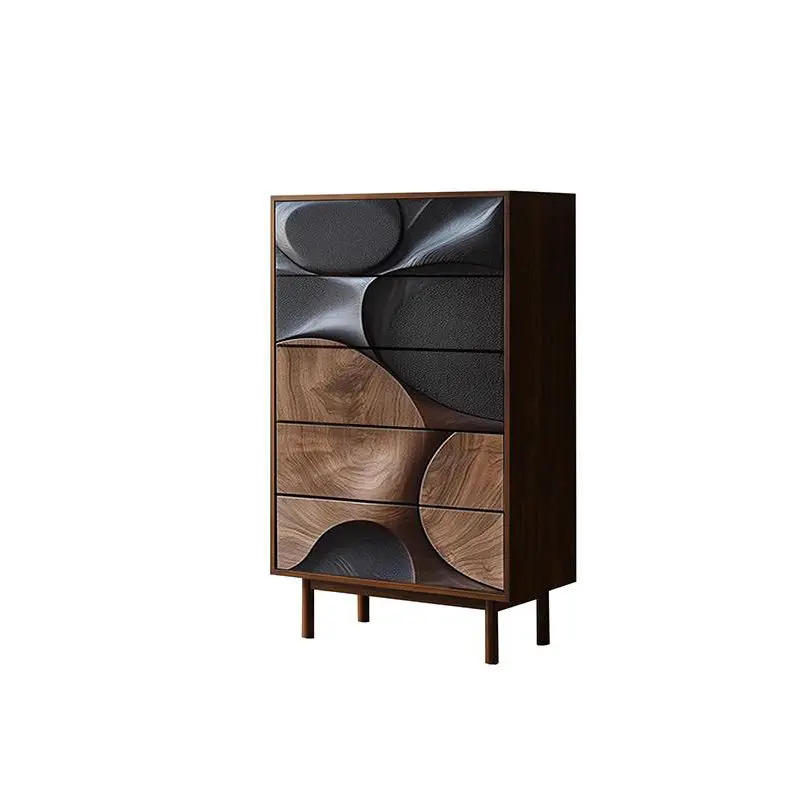 Italian Minimalist Walnut Chest Drawers for Bedroom Living Room Solid Wood Dining Sideboard Modern Design Storage Locker Cabinet — image 5
