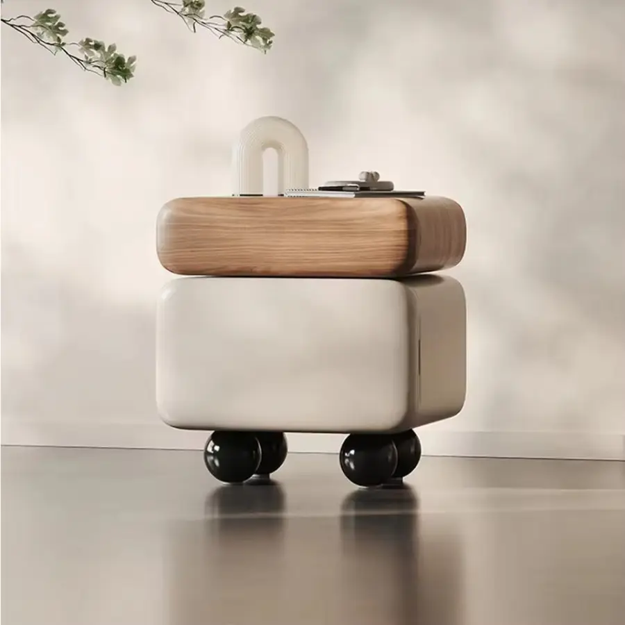 Italian Luxury Designer Cream Style Storage Cabinet Small Size Modern Patented Bedside Table for Home Furniture for Livi — view 4