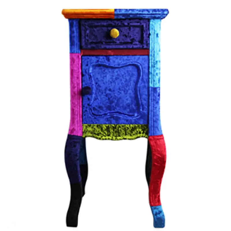 Luxury Custom European Solid Wood Bedside Table Modern Living Room Furniture Cloth Contrast Color Side Cabinet Storage Locker — image 5
