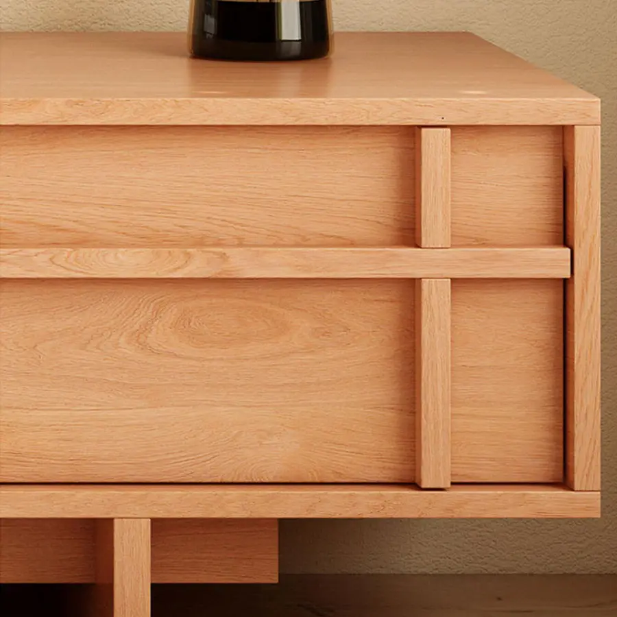 Solid Wood TV Cabinet Oak Floor Cabinet Modern Simple Small Apartment Low Living Room Log Style Storage Cabinet — view 3
