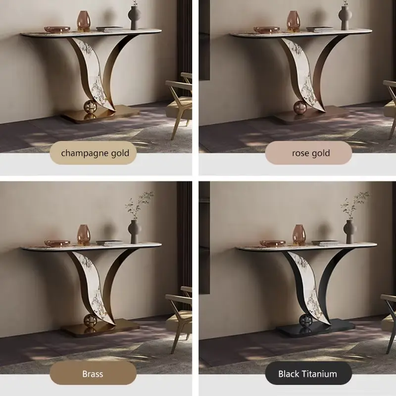 Maxky Luxury Rock Slab Porch Table Lightweight Modern Decorative End View Table for Home Dining Against the Wall Living Room — image 5