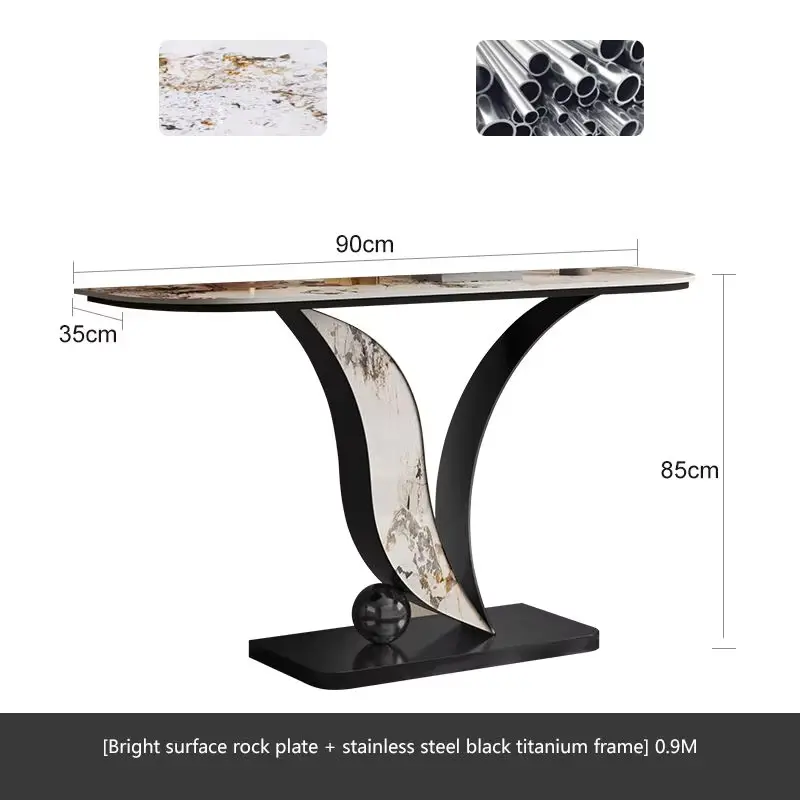 Maxky Luxury Rock Slab Porch Table Lightweight Modern Decorative End View Table for Home Dining Against the Wall Living Room — image 6