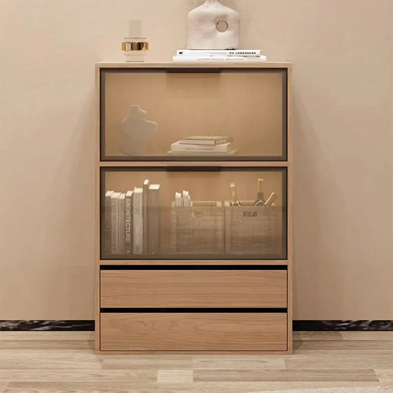 Glass Cabinet Simple Floor Storage Glass Door Locker Living Room Nordic Simple Chest of Drawers Storage Cabinet — image 3