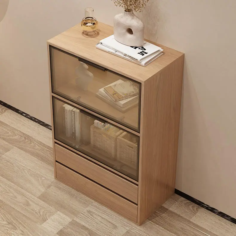 Glass Cabinet Simple Floor Storage Glass Door Locker Living Room Nordic Simple Chest of Drawers Storage Cabinet — image 4