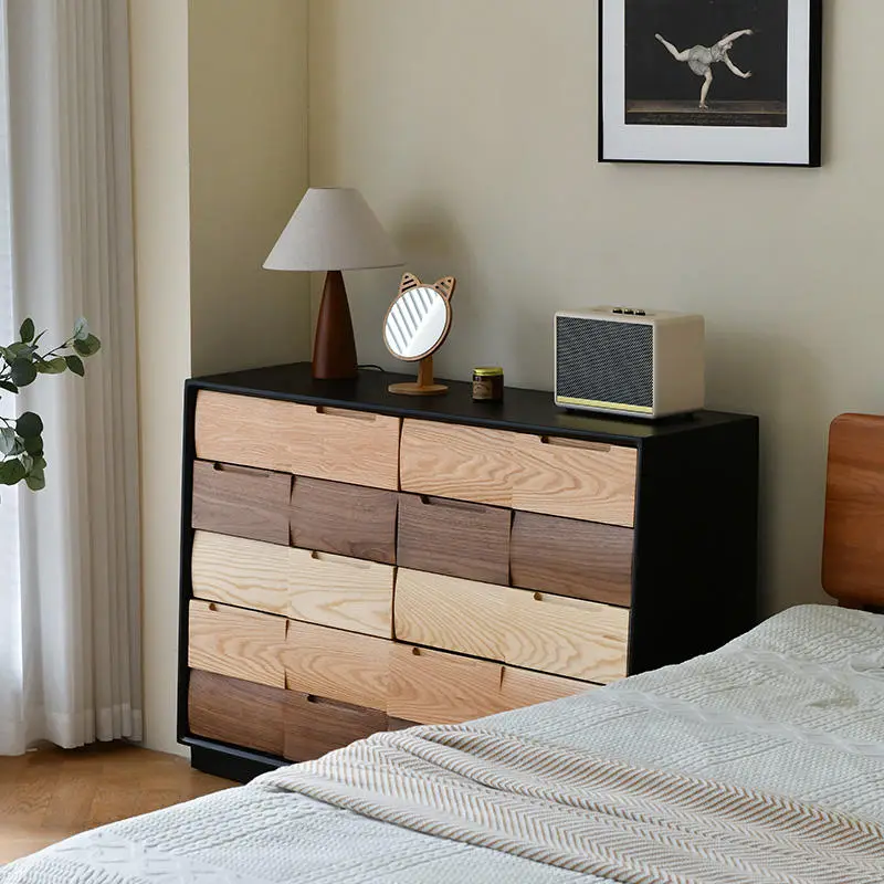 North American Black Walnut Ash Combination Bedroom Cabinet Pure Solid Wood Bed End Storage Living Room Dining Room Side Cabinet — image 3