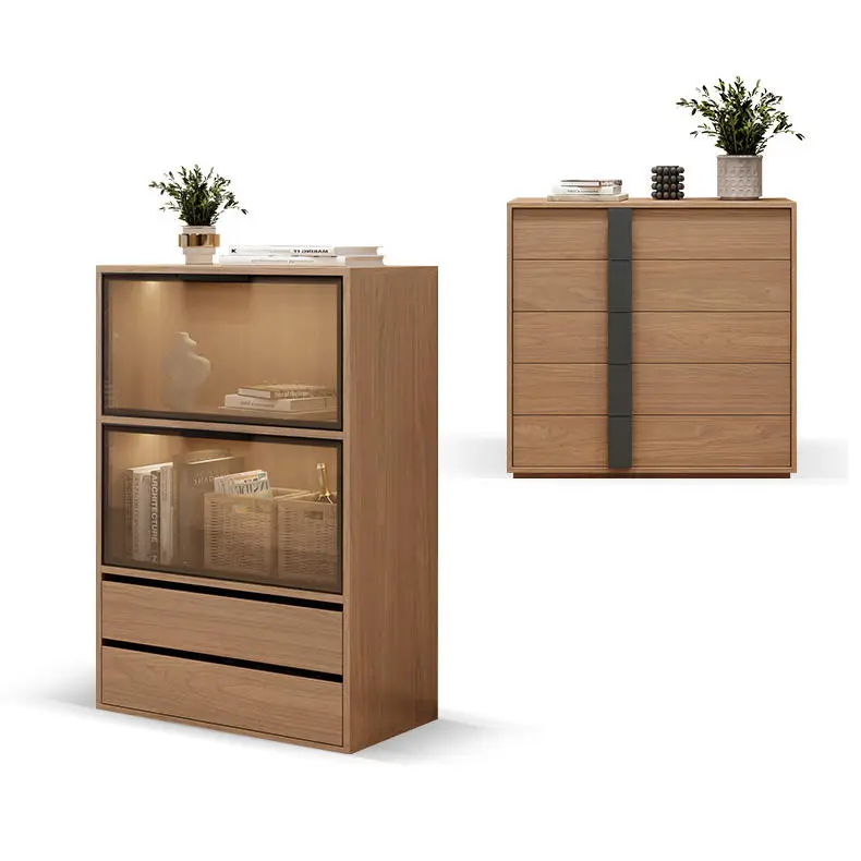 Glass Cabinet Simple Floor Storage Glass Door Locker Living Room Nordic Simple Chest of Drawers Storage Cabinet — image 6