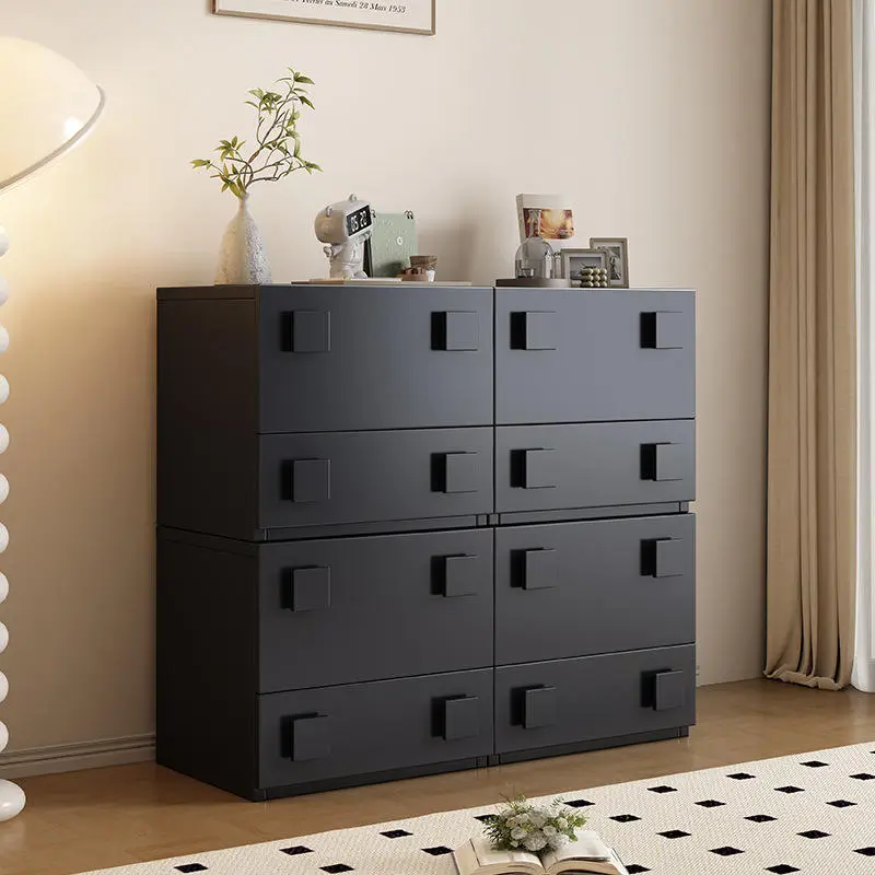 Modern Retro Living Room Furniture Card Door Cabinet with Simple Creative Wall Storage Floor Bucket Combination Storage Unit — image 4