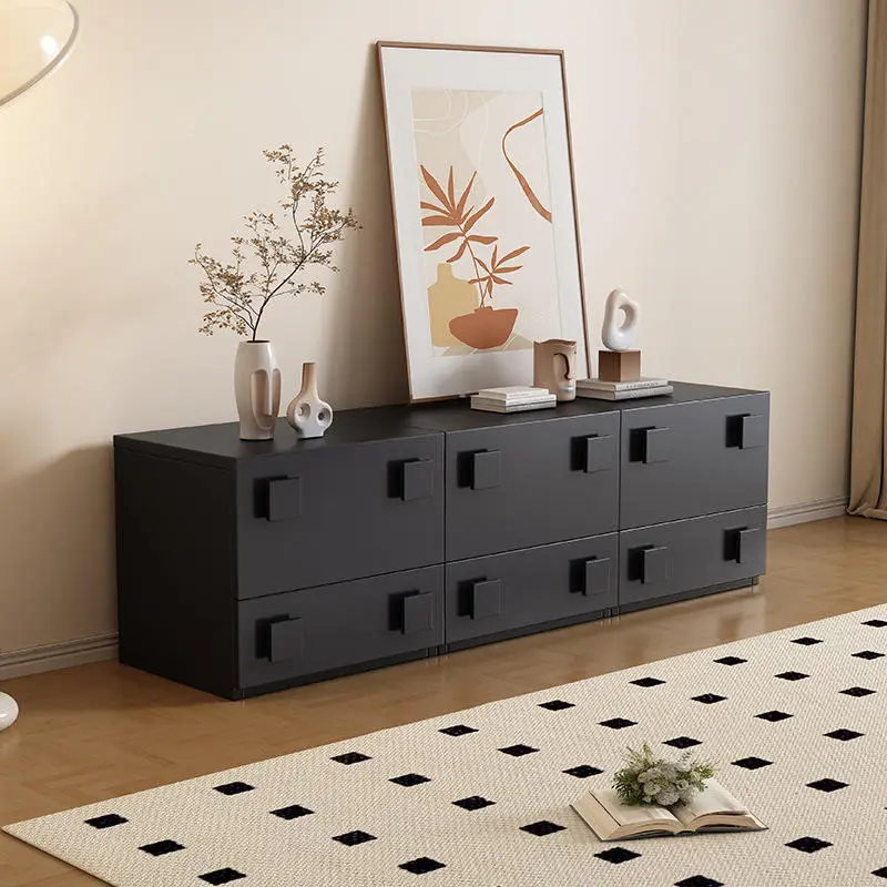 Modern Retro Living Room Furniture Card Door Cabinet with Simple Creative Wall Storage Floor Bucket Combination Storage Unit — image 5