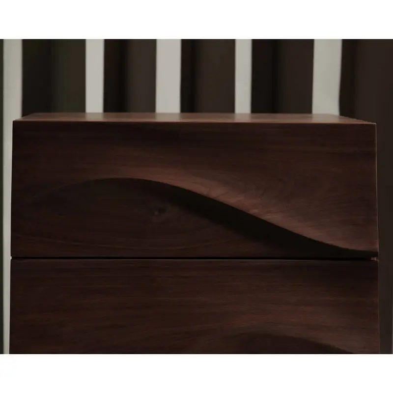 North American Black Walnut Cherry Wood Solid Wood Bedside Table Storage Cabinet Carved Wood Wax Oil Bedside Table — image 4