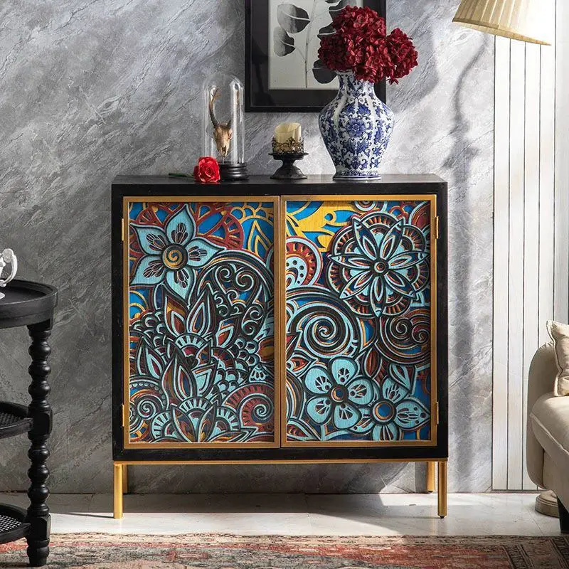 French Retro Entrance Hall Stacked Living Room Porch Cabinet Decorative Cabinet Shoe Wine Carved Art Storage Cabinet — image 4