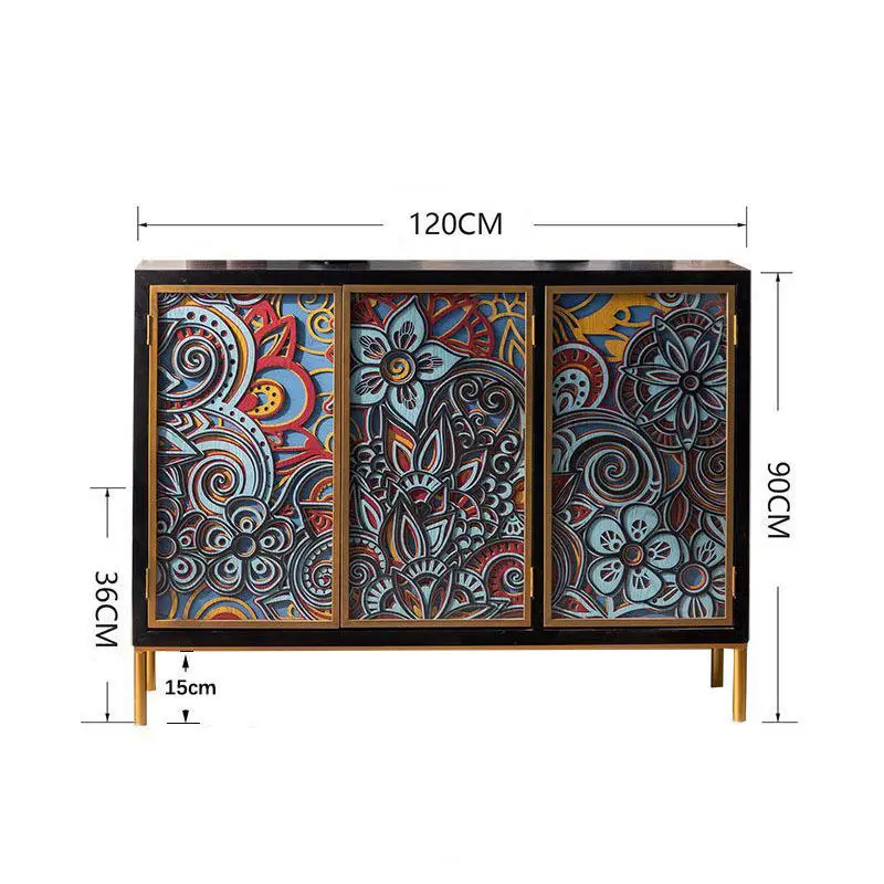 French Retro Entrance Hall Stacked Living Room Porch Cabinet Decorative Cabinet Shoe Wine Carved Art Storage Cabinet — image 6
