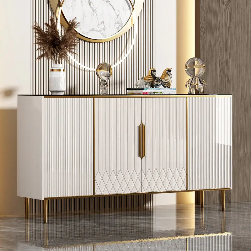 Light Luxury Modern Slate Sideboard Home Furniture Living Room Against the Wall Gold Console Table Storage Storage Cabin — view 1