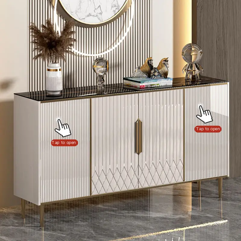 Light Luxury Modern Slate Sideboard Home Furniture Living Room Against the Wall Gold Console Table Storage Storage Cabinet — image 3