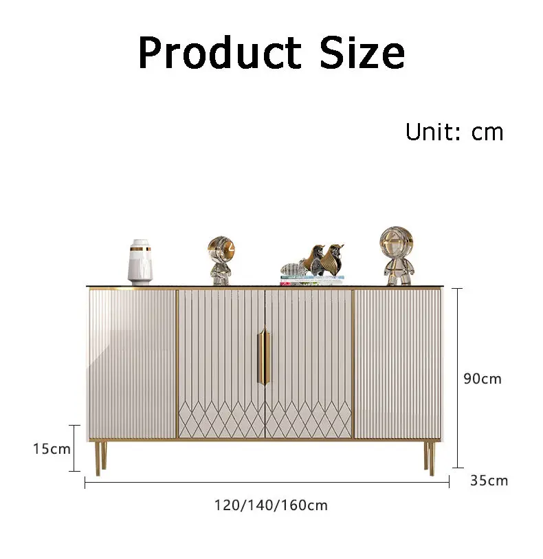 Light Luxury Modern Slate Sideboard Home Furniture Living Room Against the Wall Gold Console Table Storage Storage Cabinet — image 7