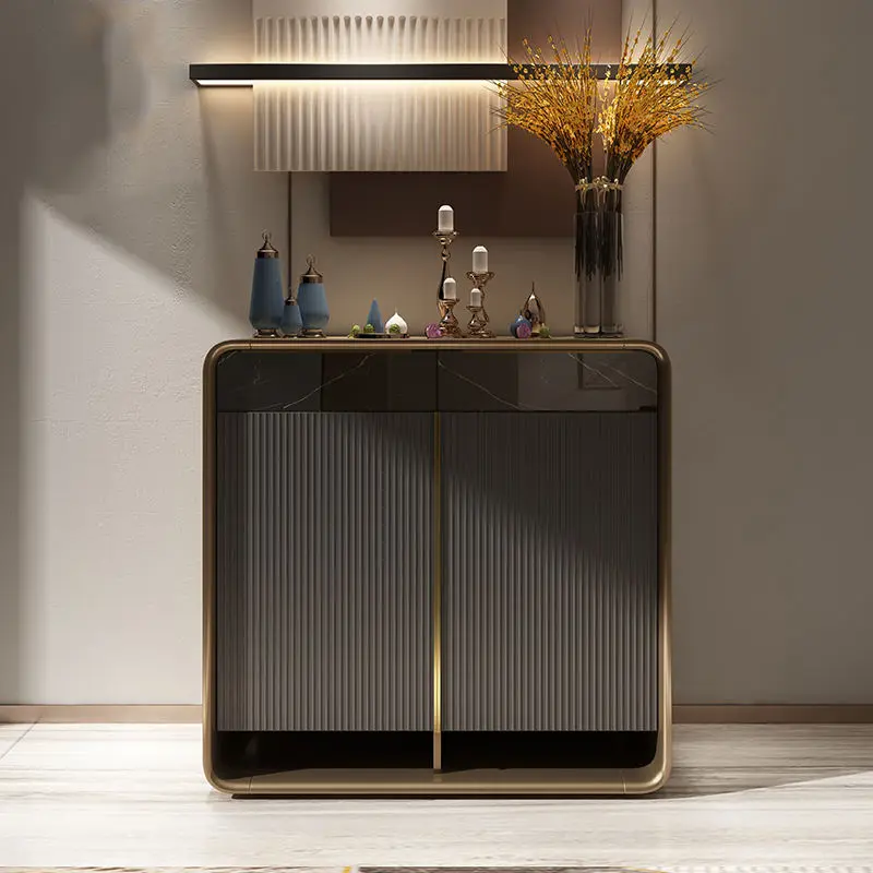 Solid Wood Shoe Cabinet Light Luxury Partition Italian Style Entrance Cabinet Modern Hall Gold Console Table — image 6
