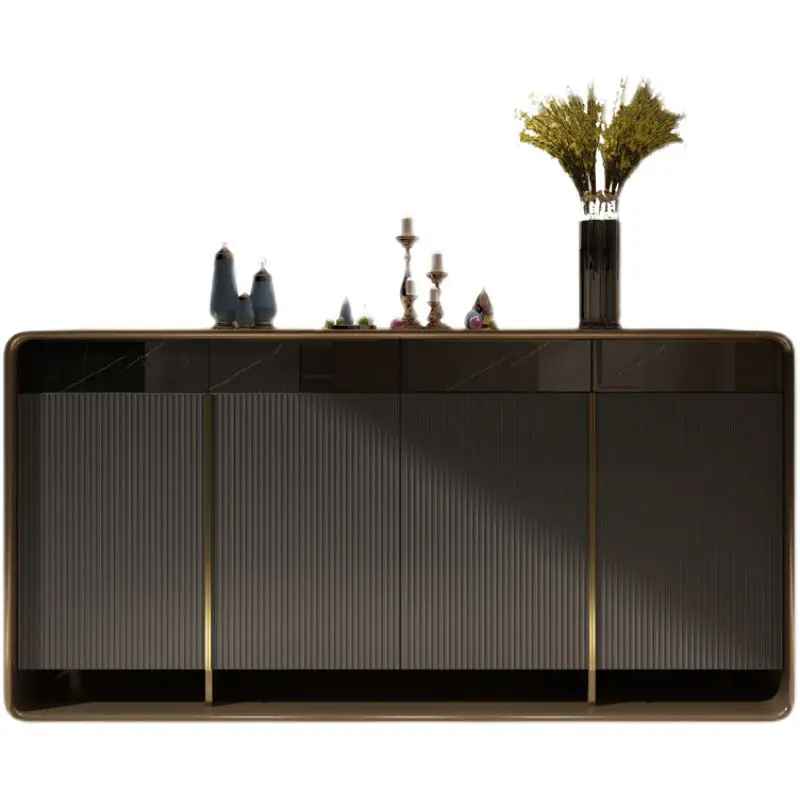 Solid Wood Shoe Cabinet Light Luxury Partition Italian Style Entrance Cabinet Modern Hall Gold Console Table — image 7