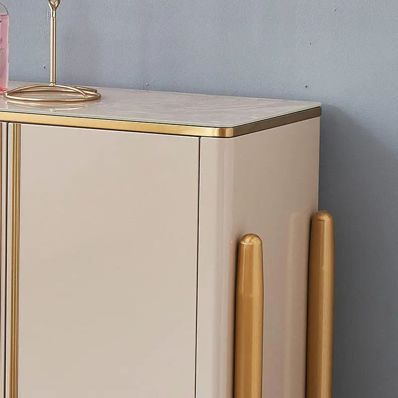 Modern Minimalist Stainless Steel Slate Countertop Glass Sideboard Living Room Entrance Porch Storage Cabinet — image 4