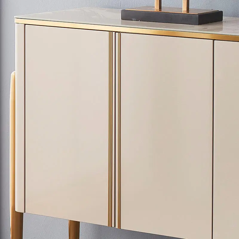 Modern Minimalist Stainless Steel Slate Countertop Glass Sideboard Living Room Entrance Porch Storage Cabinet — image 6