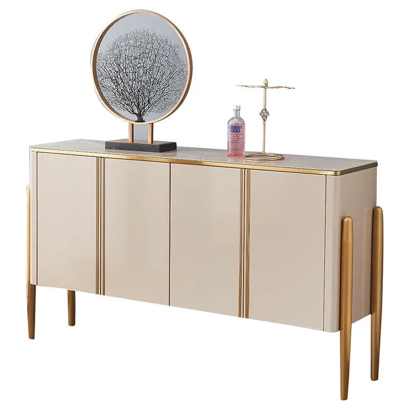 Modern Minimalist Stainless Steel Slate Countertop Glass Sideboard Living Room Entrance Porch Storage Cabinet — image 7