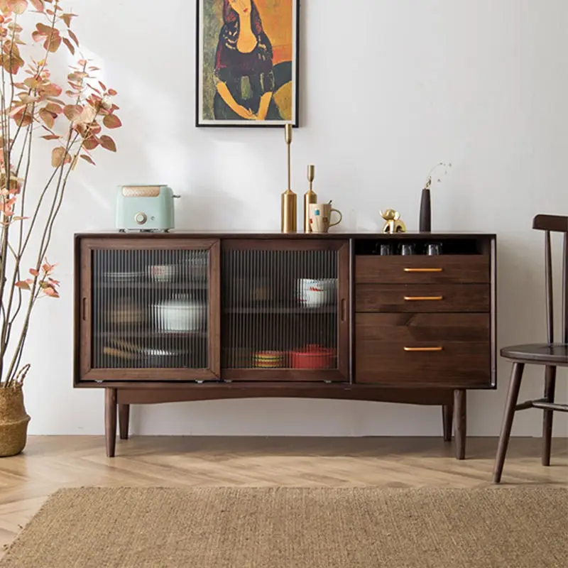 Nordic Sideboard Modern Simple Pure Solid Wood Home One Wall High Cabinet Multi-functional Cabinet Cupboard Tea Cabinet — image 6