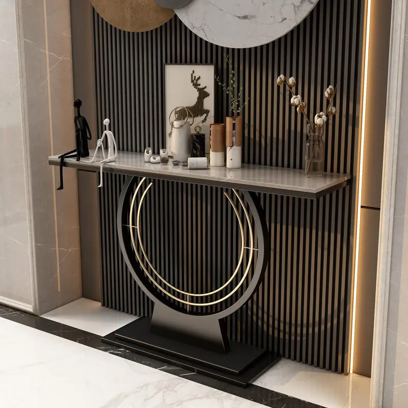 Light Luxury Nordic Golden Porch Table, Modern Minimalist Entry Cabinet, Entrance and Wall End Viewing Platform — image 4