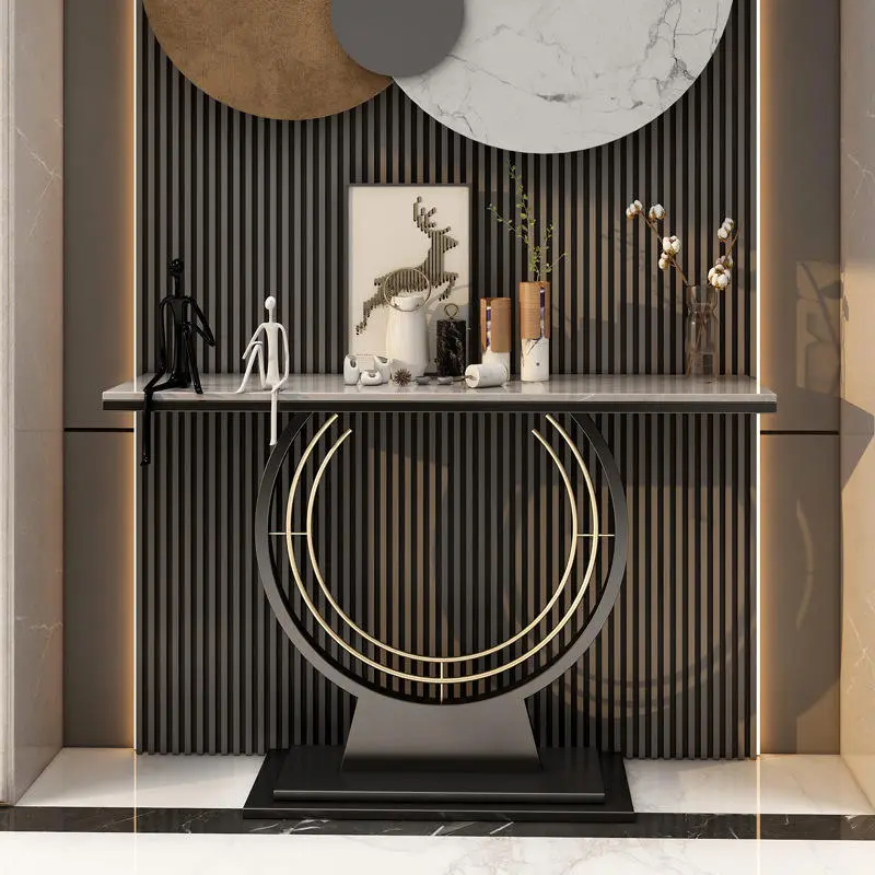 Light Luxury Nordic Golden Porch Table, Modern Minimalist Entry Cabinet, Entrance and Wall End Viewing Platform — image 5