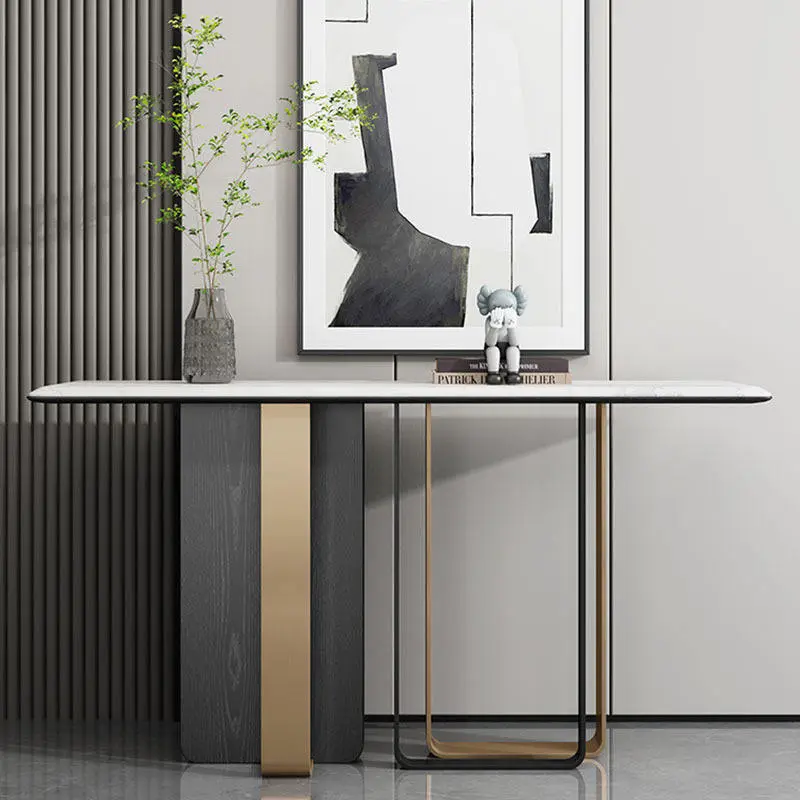 Italian Style Light Luxury Marble Porch, Gold Console Table, Modern and Simple, Wall-to-door Partition Rock Slab Storage — view 1