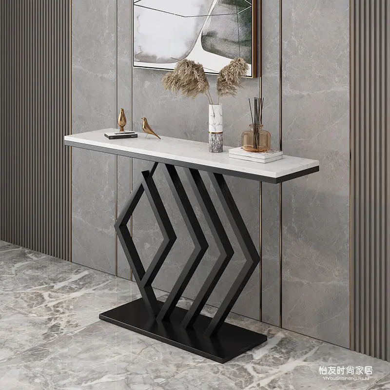 Modern Marble Gold Console Table Against the Wall to Enter the Home Shelf Nordic Iron Light Luxury Style Home Furniture Set — image 4