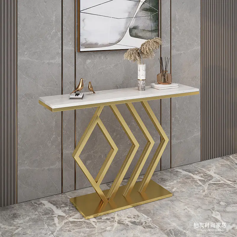Modern Marble Gold Console Table Against the Wall to Enter the Home Shelf Nordic Iron Light Luxury Style Home Furniture Set — image 5