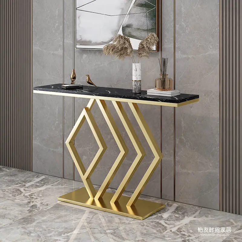Modern Marble Gold Console Table Against the Wall to Enter the Home Shelf Nordic Iron Light Luxury Style Home Furniture Set — image 7