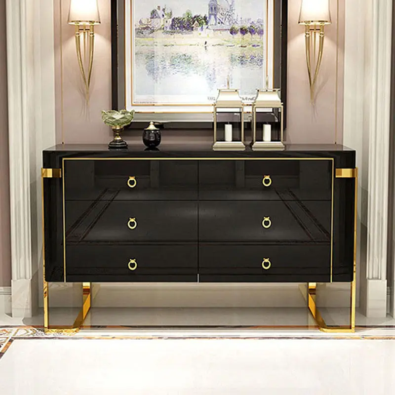 Light Luxury Porch Cabinet Door Storage Decorative Cabinet Simple Porch Cabinet Storage Table Console Table with Mirror — view 1
