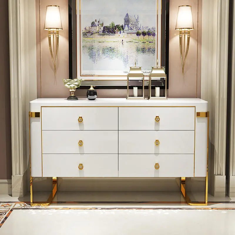 Light Luxury Porch Cabinet Door Storage Decorative Cabinet Simple Porch Cabinet Storage Table Console Table with Mirror — image 3
