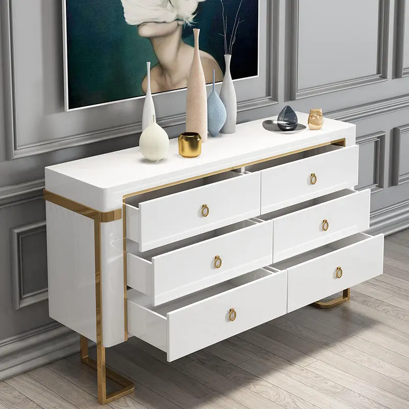 Light Luxury Porch Cabinet Door Storage Decorative Cabinet Simple Porch Cabinet Storage Table Console Table with Mirror — image 5